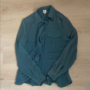 DL1961 Teal Button Down Shirt Military Style